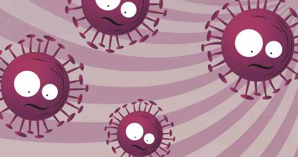 Bild Fallande Covid Celler Över Lila Spiral Global Covid Pandemikoncept — Stockfoto