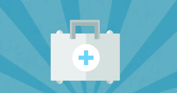 带有医学符号的公文包图标在蓝色径向背景下的数字图像 医疗和保健概念 — 图库照片