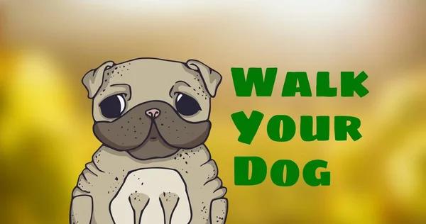 Imagen Compuesta Digital Ilustración Mascotas Paseando Texto Perro Sobre Fondo —  Fotos de Stock