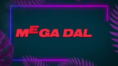 Siyah arkaplanda mor yapraklı mega satış metninin animasyonu. çevrimiçi perakende ve küresel iletişim konsepti dijital olarak oluşturulmuş video.