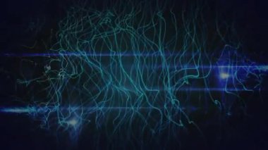 Veri işleme ile parlayan yeşil çizgilerin animasyonu. küresel veri işleme, ağlar ve bağlantılar konsepti dijital olarak oluşturulmuş video.