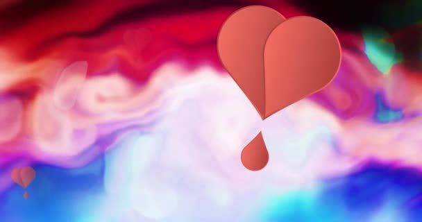 粉色心脏在多色背景下运动的动画 情人节 爱情和浪漫的概念数码生成视频 — 图库视频影像