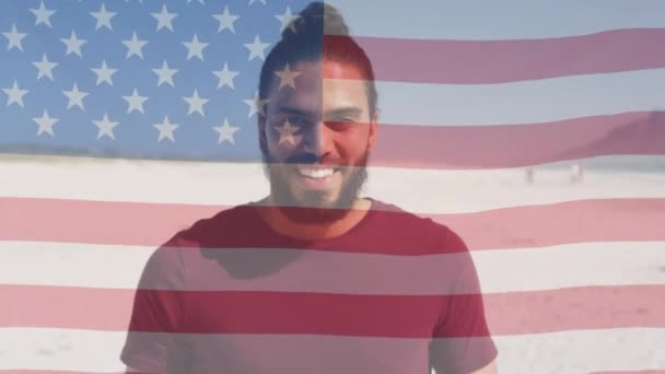 Animation Der Flagge Der Vereinigten Staaten Von Amerika Über Einem — Stockvideo