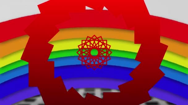 Animación Patrón Rojo Arco Iris Sobre Bloque Oficina Concepto Igualdad — Vídeos de Stock