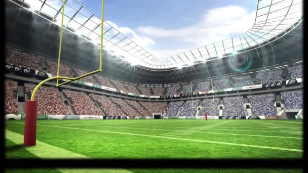 스캐너 반짝이는 프레임의 애니메이션 경기장에서 스포츠 데이터 디지털 비디오 — 비디오