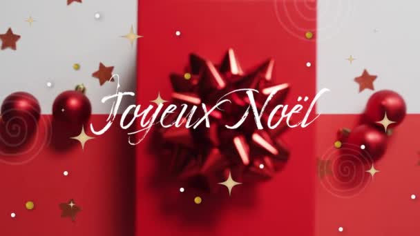 Animação Natal Estações Cumprimentos Francês Sobre Presentes Natal Decoração Bugiganga — Vídeo de Stock