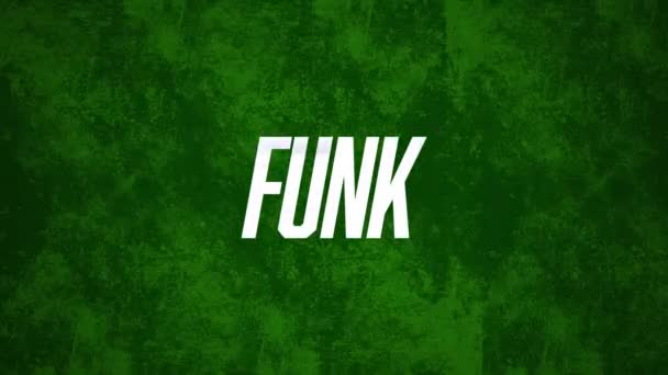 Animación Texto Funk Blanco Fondo Verde Texturizado Intermitente Concepto Redes — Vídeos de Stock