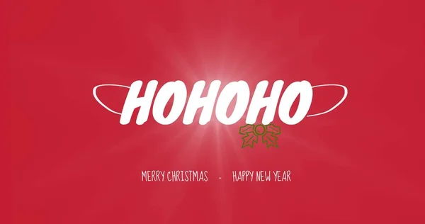 Hohoho Text Christmas New Year Wishes Red Background Copy Space — Stock Photo, Image