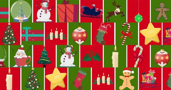 녹색으로 체크된 패턴의 프레임 크리스마스 디지털 합성물 크리스마스 — 스톡 사진