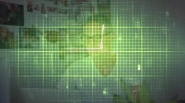 Ofisteki dizüstü bilgisayarı kullanarak Kafkas iş adamının üzerindeki izoelektrik hattının animasyonu. küresel iş, finans, bağlantılar ve dijital arayüz konsepti dijital olarak oluşturulmuş video.