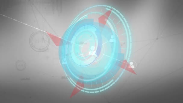 Animación Del Escaneo Del Alcance Red Conexiones Con Iconos Personas — Vídeos de Stock
