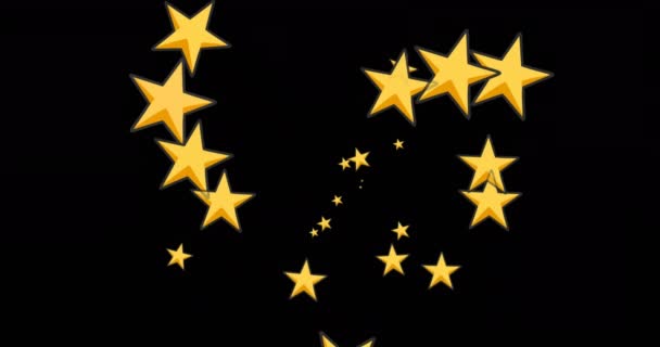 Анимация Движущихся Мигающих Золотых Звезд Черном Фоне Рождество Новый Год — стоковое видео