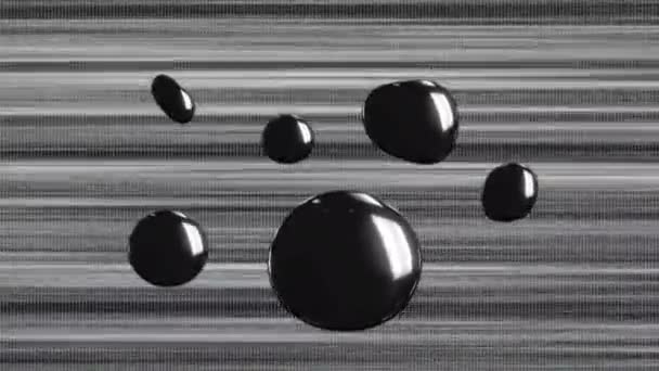 Animation Shiny Black Shapes Floating Moving Grey Lines Data Processing — Stock Video