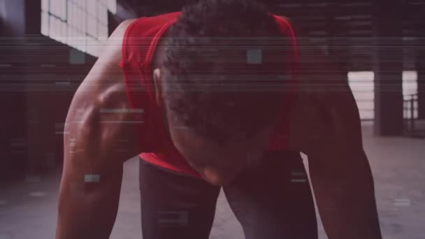 Animasi Gangguan Atas African American Olahragawan Gym Olahraga Global Gaya — Stok Video