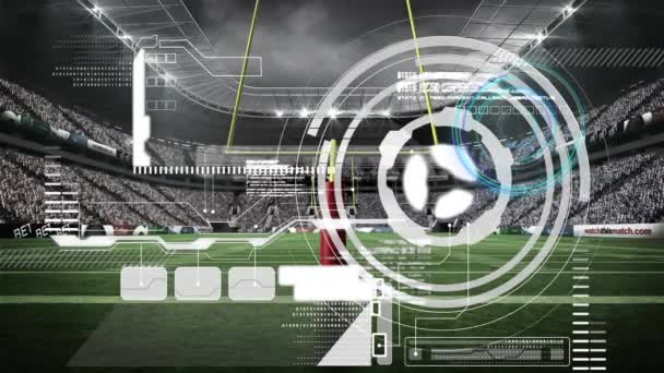Spor Stadyumundaki Çimlerin Üzerinde Tarayıcı Veri Işleme Animasyonu Spor Rekabet — Stok video