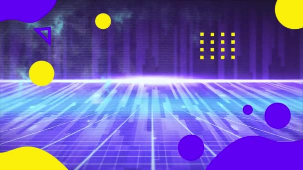 Animation Formes Jaunes Violettes Sur Des Lumières Violettes Bleues Mobiles — Video