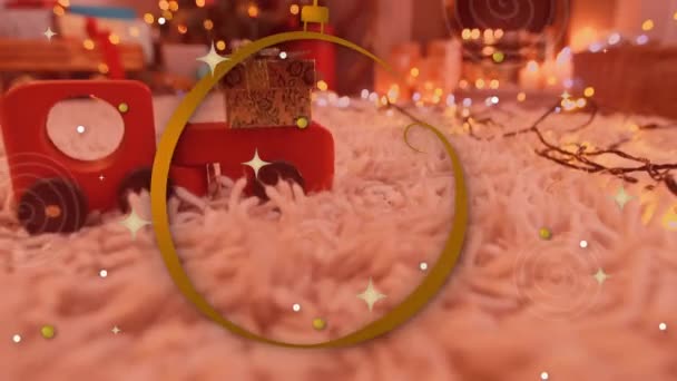Animación Las Fiestas Navideñas Saludos Español Sobre Las Decoraciones Navideñas — Vídeo de stock