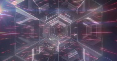 Dijital tünelde ışık izleri. küresel veri işleme, bağlantılar ve dijital arayüz konsepti dijital olarak oluşturulmuş resim.