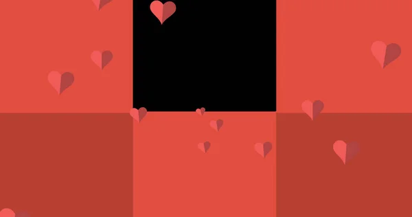 Εικόνα Κόκκινων Καρδιών Που Κινούνται Μαύρο Και Κόκκινο Φόντο Valentines — Φωτογραφία Αρχείου