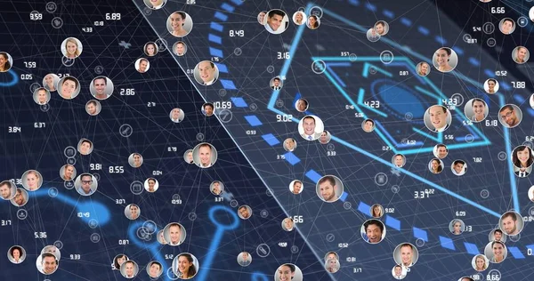 Samengesteld Beeld Van Multiraciale Mensen Wereldwijd Verbonden Netwerken Digitale Interface — Stockfoto