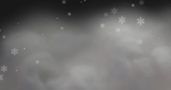 Afbeelding Van Sneeuw Die Grijze Wolken Valt Winter Kerst Traditie — Stockfoto