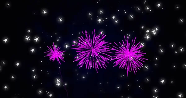 Imagine Crăciun Roz Focuri Artificii Anul Nou Care Explodează Cerul — Fotografie, imagine de stoc