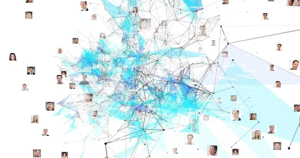 Imagem Composta Pessoas Conectadas Globalmente Através Redes Digitais Sobre Fundo — Fotografia de Stock