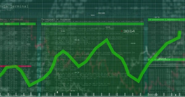 Imagem Processamento Dados Texto Sobre Luzes Verdes Servidor Computador Interface — Fotografia de Stock