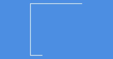 Mavi arkaplanda açık dikdörtgen oluşturan beyaz çizgilerin animasyonu. hareket, şekil ve biçim, soyut arkaplan ögesi konsepti dijital olarak oluşturulmuş video.