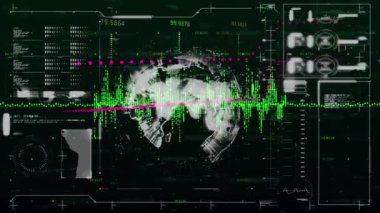 Tüm dünyada istatistik ve veri işleme animasyonları. küresel veri işleme, dijital arayüz ve bağlantılar konsepti dijital olarak oluşturulmuş video.