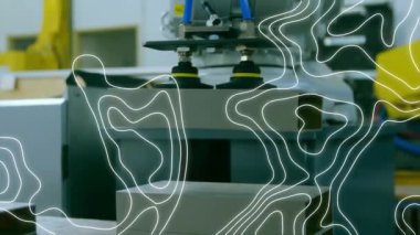 Robot üzerinde beyaz çizgilerin animasyonu. küresel bilim, araştırma ve veri işleme kavramı dijital olarak oluşturulmuş video.