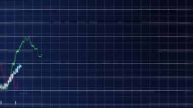 Şebeke üzerinde istatistik ve finansal veri işleme animasyonları. küresel iş, finans ve veri işleme kavramı dijital olarak oluşturulmuş video.