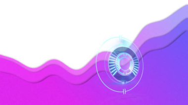 Beyaz arka planda mor dalgalı tarama animasyonu. küresel iş, veri işleme, dijital arayüz ve bağlantılar konsepti dijital olarak oluşturulmuş video.