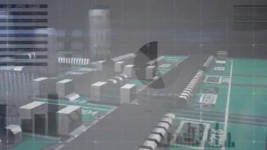 Devre kartından istatistik işleme animasyonu. küresel veri işleme ve dijital arayüz konsepti dijital olarak oluşturulmuş video.