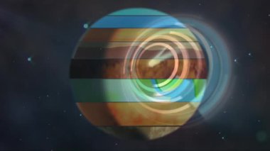 Çok renkli gezegen Dünya 'nın, Güneş Sistemi' nin ve zamanın akışına bağlı uzayın animasyonu. alan, çevre ve zaman kavramı dijital olarak oluşturulmuş video.