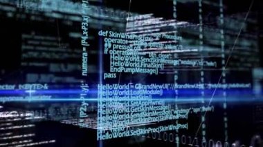 İkili kodlama üzerine veri işleme animasyonu. küresel veri işleme ve dijital arayüz konsepti dijital olarak oluşturulmuş video.