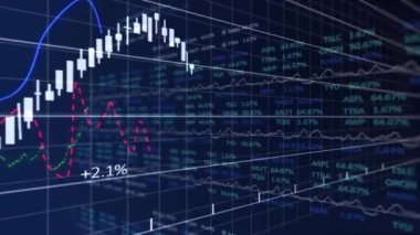 Şebeke üzerinde istatistik ve finansal veri işleme animasyonları. küresel iş, finans ve veri işleme pandemik konsept dijital olarak oluşturulmuş video.