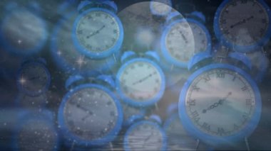 Saatler ilerlerken dünyanın ve uzayın animasyonu. küresel alan, çevre ve zaman kavramı dijital olarak oluşturulmuş video.