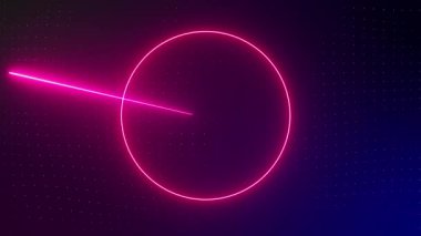 Siyah arkaplanda dönen renkli neon şekillerin ve ışınların animasyonu. soyut, ışık ve renk arkaplan kavramı dijital olarak oluşturulmuş video.