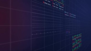 Şebeke üzerinde istatistik ve finansal veri işleme animasyonları. küresel iş, finans ve veri işleme kavramı dijital olarak oluşturulmuş video.