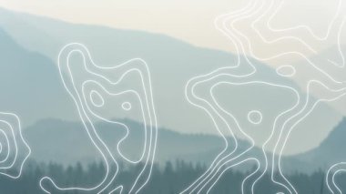 Manzara üzerindeki beyaz çizgi ağının animasyonu. küresel bağlantılar, iş ve finans kavramı dijital olarak oluşturulmuş video.