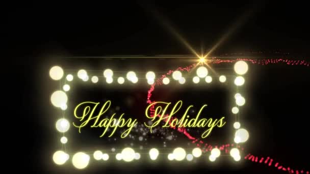 Animación Felices Fiestas Texto Sobre Luces Hadas Árbol Navidad Navidad — Vídeo de stock