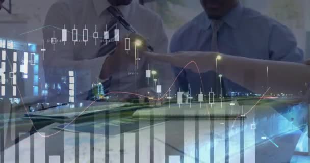 Animatie Van Verwerking Van Financiële Gegevens Het Bedrijfsleven Vergadering Mondiaal — Stockvideo