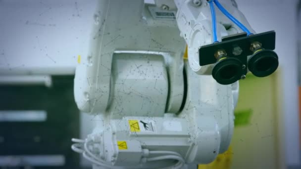 Animație Plasă Verde Peste Robot Știința Globală Conceptul Cercetare Prelucrare — Videoclip de stoc