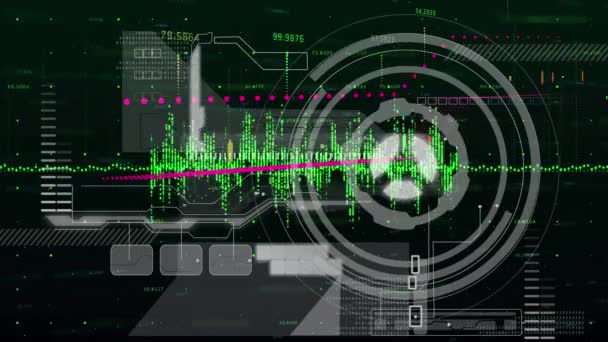 Animação Estatísticas Processamento Dados Sobre Digitalização Escopo Conceito Global Negócios — Vídeo de Stock