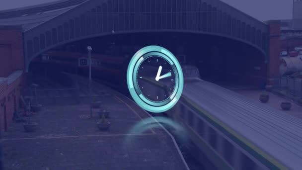 Animation Horloge Déplaçant Rapidement Sur Train Concept Global Entreprise Voyage — Video