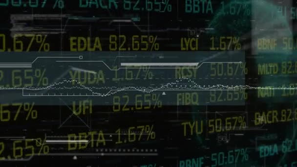 Animación Estadísticas Procesamiento Datos Financieros Negocio Global Procesamiento Datos Interfaz — Vídeo de stock