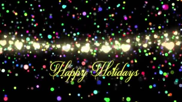 Mutlu Tatillerin Animasyonu Işık Noktalarının Üzerinden Yazılıyor Noel Gelenek Kutlama — Stok video