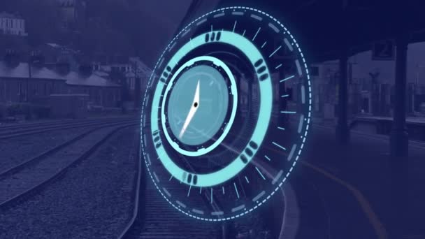 Animation Horloge Déplaçant Rapidement Sur Plate Forme Train Concept Global — Video