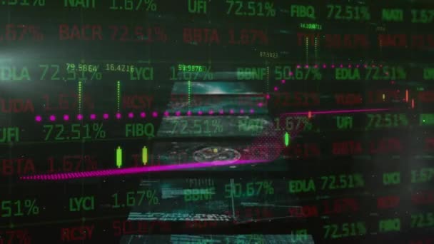 Animação Estatísticas Processamento Dados Sobre Mapa Mundo Conceito Global Negócios — Vídeo de Stock